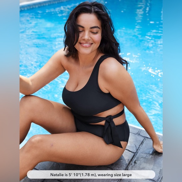 Aerie Cut Out Tie Asymmetrical One Piece Swimsuit - Picture 6 of 7